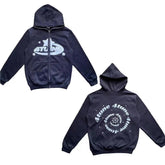 Oversize-Hoodie mit Vintage-Print und Kontrastfarbe
